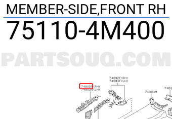 Nissan 751104M400 MEMBER-SIDE,FRONT RH