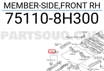 Nissan 751108H300 MEMBER-SIDE,FRONT RH