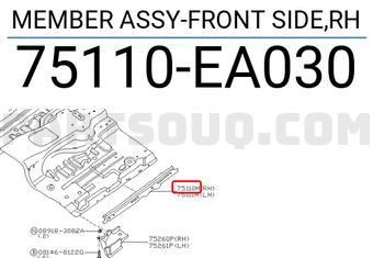 Nissan 75110EA030 MEMBER ASSY-FRONT SIDE,RH