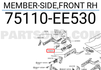 Nissan 75110EE530 MEMBER-SIDE,FRONT RH
