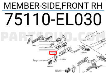 Nissan 75110EL030 MEMBER-SIDE,FRONT RH