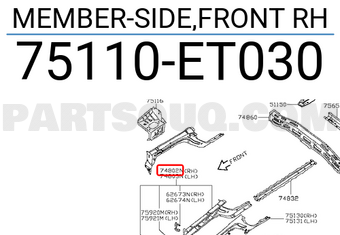 Nissan 75110ET030 MEMBER-SIDE,FRONT RH