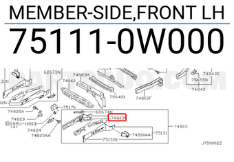 Nissan 751110W000 MEMBER-SIDE,FRONT LH