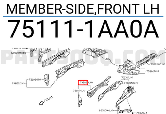 Nissan 751111AA0A MEMBER-SIDE,FRONT LH
