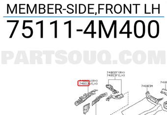 Nissan 751114M400 MEMBER-SIDE,FRONT LH