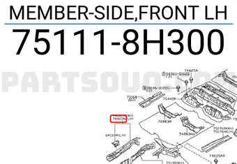 Nissan 751118H300 MEMBER-SIDE,FRONT LH
