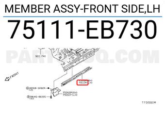 Nissan 75111EB730 MEMBER ASSY-FRONT SIDE,LH