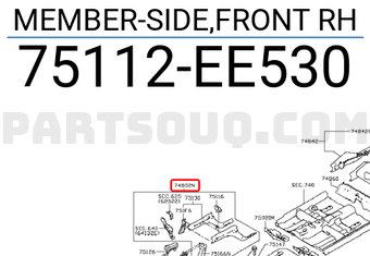 Nissan 75112EE530 MEMBER-SIDE,FRONT RH