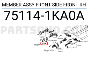Nissan 751141KA0A MEMBER ASSY-FRONT SIDE FRONT.RH