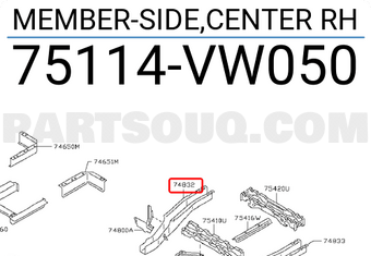 Nissan 75114VW050 MEMBER-SIDE,CENTER RH