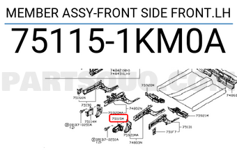 Nissan 751151KM0A MEMBER ASSY-FRONT SIDE FRONT.LH