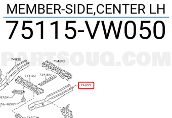 Nissan 75115VW050 MEMBER-SIDE,CENTER LH