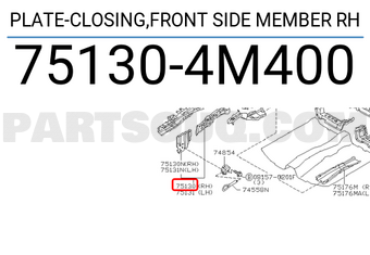 Nissan 751304M400 PLATE-CLOSING,FRONT SIDE MEMBER RH