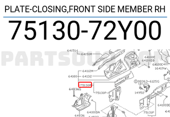 Nissan 7513072Y00 PLATE-CLOSING,FRONT SIDE MEMBER RH