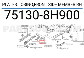 Nissan 751308H900 PLATE-CLOSING,FRONT SIDE MEMBER RH
