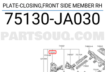 Nissan 75130JA030 PLATE-CLOSING,FRONT SIDE MEMBER RH