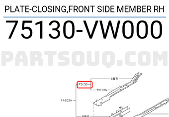 Nissan 75130VW000 PLATE-CLOSING,FRONT SIDE MEMBER RH