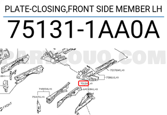 Nissan 751311AA0A PLATE-CLOSING,FRONT SIDE MEMBER LH