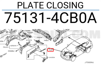 Nissan 751314CB0A PLATE CLOSING