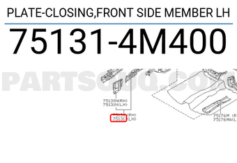 Nissan 751314M400 PLATE-CLOSING,FRONT SIDE MEMBER LH