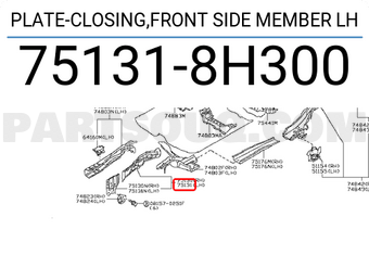 Nissan 751318H300 PLATE-CLOSING,FRONT SIDE MEMBER LH