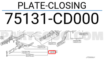 Nissan 75131CD000 PLATE-CLOSING