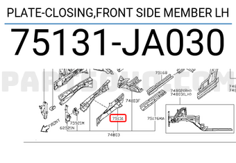 Nissan 75131JA030 PLATE-CLOSING,FRONT SIDE MEMBER LH