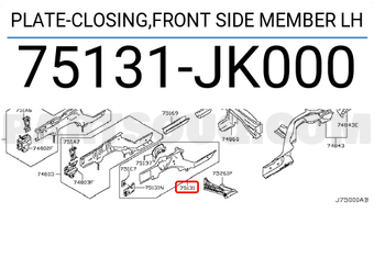 Nissan 75131JK000 PLATE-CLOSING,FRONT SIDE MEMBER LH