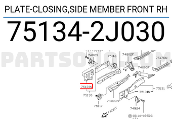 Nissan 751342J030 PLATE-CLOSING,SIDE MEMBER FRONT RH