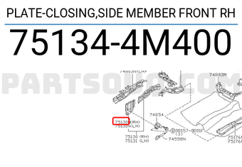 Nissan 751344M400 PLATE-CLOSING,SIDE MEMBER FRONT RH