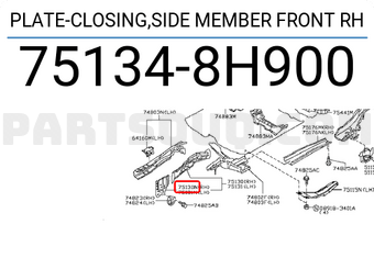 Nissan 751348H900 PLATE-CLOSING,SIDE MEMBER FRONT RH