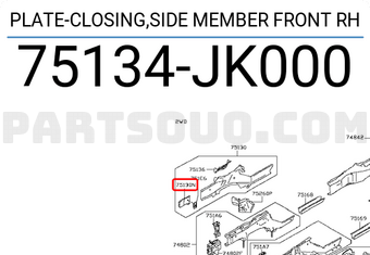 Nissan 75134JK000 PLATE-CLOSING,SIDE MEMBER FRONT RH