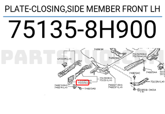 Nissan 751358H900 PLATE-CLOSING,SIDE MEMBER FRONT LH