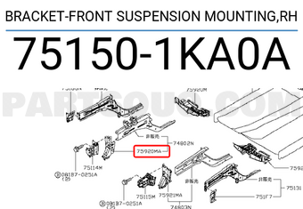 Nissan 751501KA0A BRACKET-FRONT SUSPENSION MOUNTING,RH