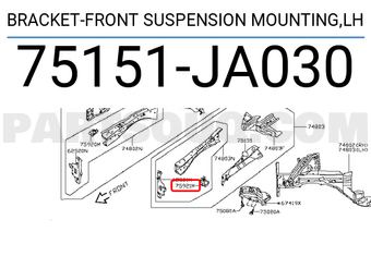 Nissan 75151JA030 BRACKET-FRONT SUSPENSION MOUNTING,LH