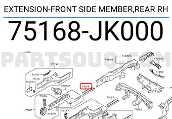 Nissan 75168JK000 EXTENSION-FRONT SIDE MEMBER,REAR RH