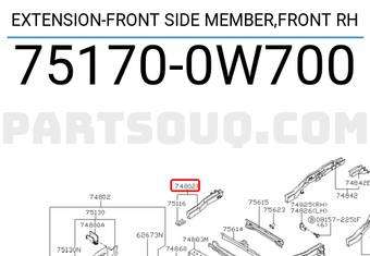 Nissan 751700W700 EXTENSION-FRONT SIDE MEMBER,FRONT RH
