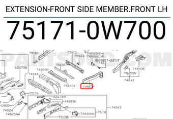 Nissan 751710W700 EXTENSION-FRONT SIDE MEMBER.FRONT LH