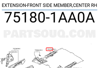 Nissan 751801AA0A EXTENSION-FRONT SIDE MEMBER,CENTER RH