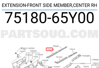 Nissan 7518065Y00 EXTENSION-FRONT SIDE MEMBER,CENTER RH