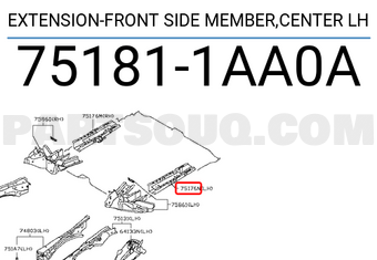 Nissan 751811AA0A EXTENSION-FRONT SIDE MEMBER,CENTER LH