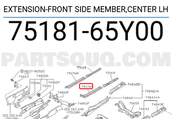 Nissan 7518165Y00 EXTENSION-FRONT SIDE MEMBER,CENTER LH