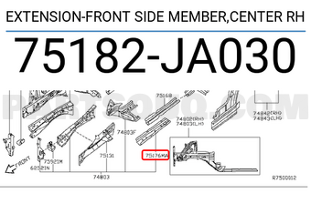 Nissan 75182JA030 EXTENSION-FRONT SIDE MEMBER,CENTER RH