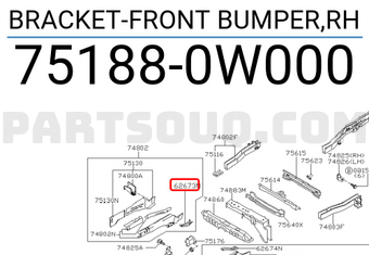 Nissan 751880W000 BRACKET-FRONT BUMPER,RH