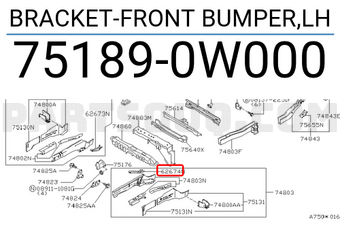 Nissan 751890W000 BRACKET-FRONT BUMPER,LH