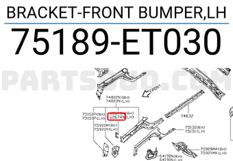 Nissan 75189ET030 BRACKET-FRONT BUMPER,LH