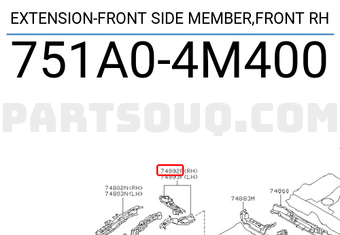 Nissan 751A04M400 EXTENSION-FRONT SIDE MEMBER,FRONT RH