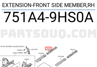 Nissan 751A49HS0A EXTENSION-FRONT SIDE MEMBER,RH