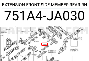 Nissan 751A4JA030 EXTENSION-FRONT SIDE MEMBER,REAR RH