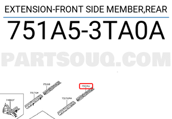 Nissan 751A53TA0A EXTENSION-FRONT SIDE MEMBER,REAR